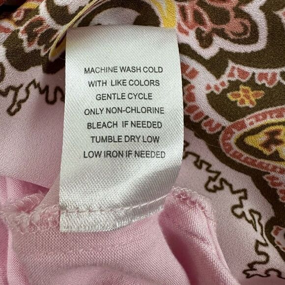 DR2 Women's Size L Mandala Print Short Sleeve Top Pink Bohemian Rolled Sleeve - Picture 7 of 9